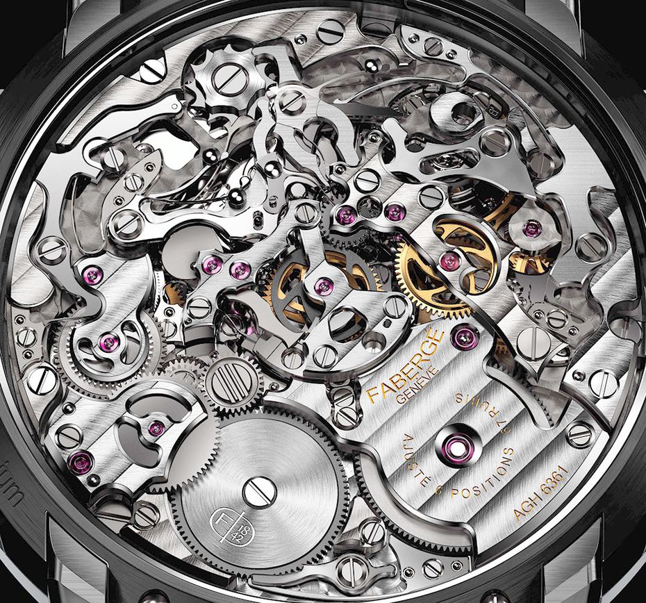 The caseback view of the Fabergé Visionnaire chronograph