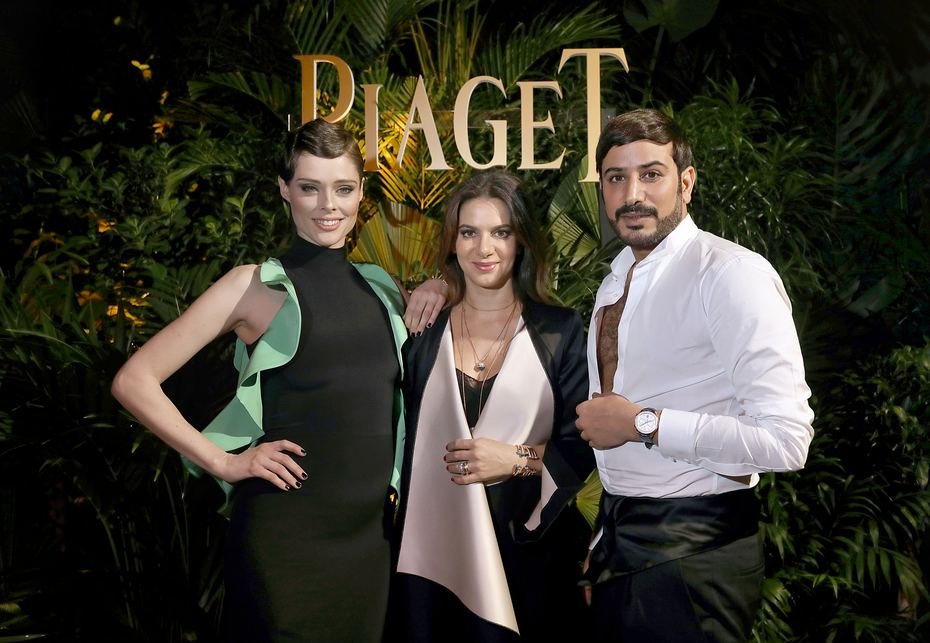 Coco Rocha, Piaget CEO Chabi Nouri and Mohammed Sultan Al Habtoor attend the Piaget dinner at SIHH.