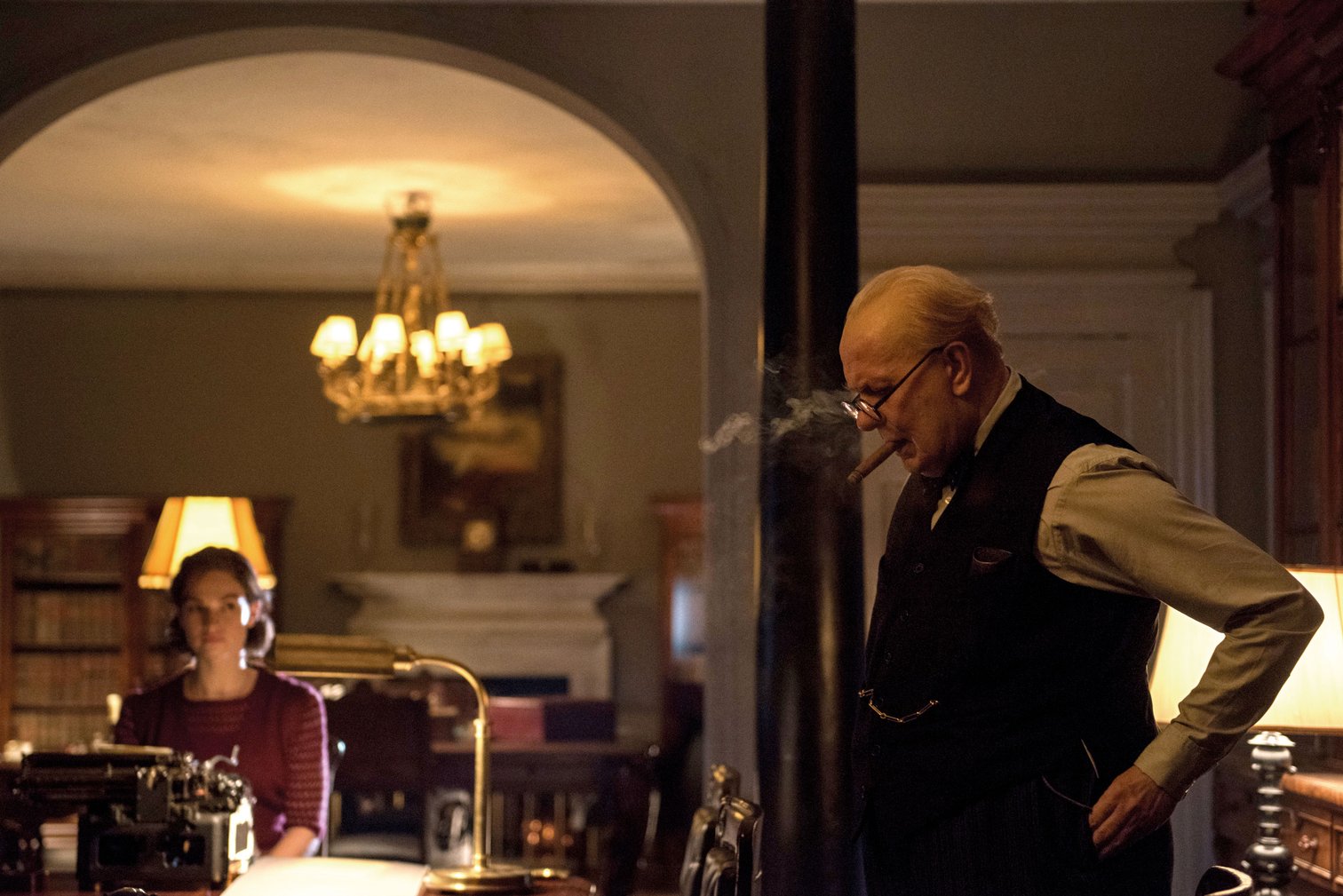 Gary Oldman in his Oscar-winning role as Winston Churchill in Darkest Hour.