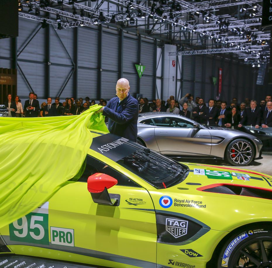 Unveiling the new lime green TAG-sponsored Aston Martin Vantage
