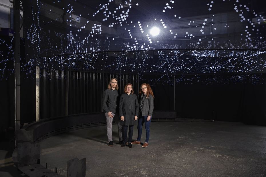 Semiconductor (Left: Joe Gerhardt, Right:Ruth Jarman) and Mónica Bello (centre)